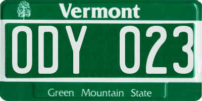 VT license plate ODY023