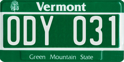 VT license plate ODY031