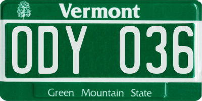 VT license plate ODY036