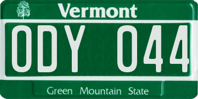 VT license plate ODY044