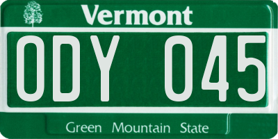 VT license plate ODY045