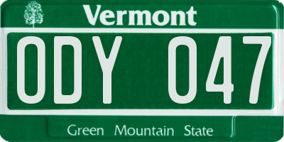 VT license plate ODY047