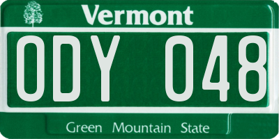 VT license plate ODY048