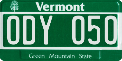 VT license plate ODY050