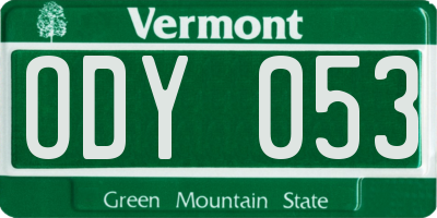 VT license plate ODY053