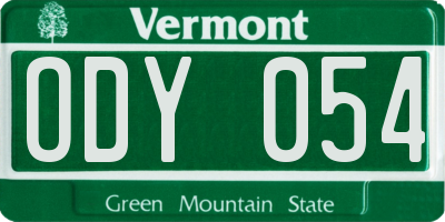 VT license plate ODY054