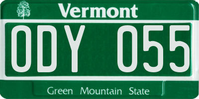 VT license plate ODY055