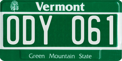 VT license plate ODY061
