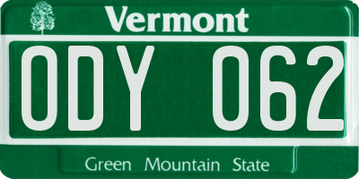VT license plate ODY062