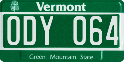 VT license plate ODY064