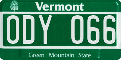 VT license plate ODY066