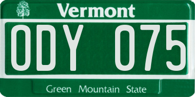 VT license plate ODY075