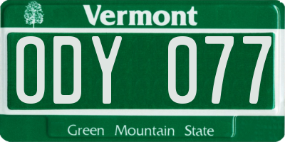 VT license plate ODY077