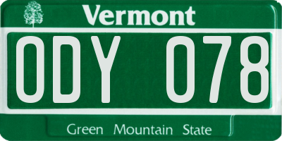 VT license plate ODY078