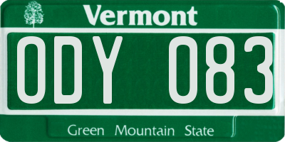 VT license plate ODY083