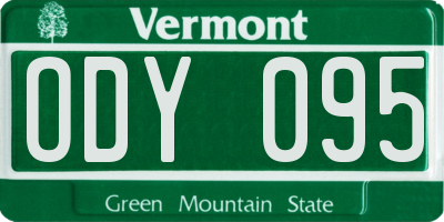 VT license plate ODY095
