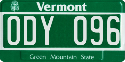 VT license plate ODY096