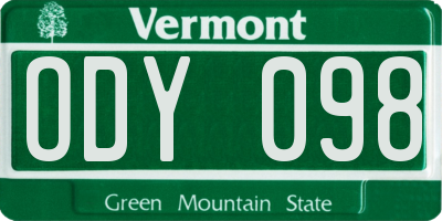 VT license plate ODY098