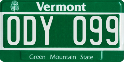 VT license plate ODY099