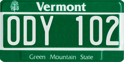 VT license plate ODY102