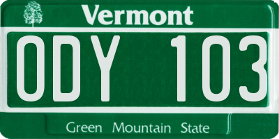 VT license plate ODY103