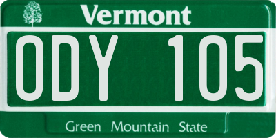 VT license plate ODY105