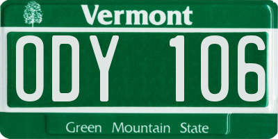 VT license plate ODY106