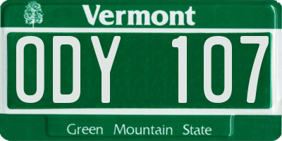 VT license plate ODY107