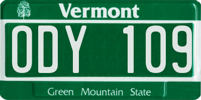 VT license plate ODY109