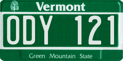 VT license plate ODY121