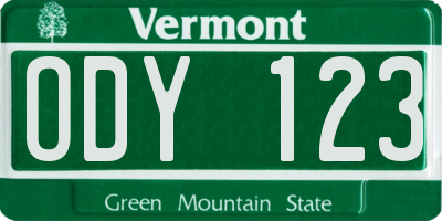 VT license plate ODY123