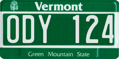 VT license plate ODY124