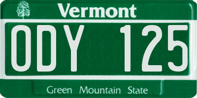 VT license plate ODY125