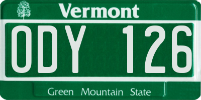 VT license plate ODY126