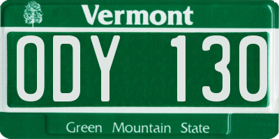 VT license plate ODY130