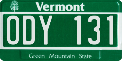 VT license plate ODY131
