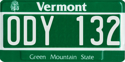 VT license plate ODY132