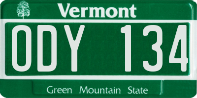 VT license plate ODY134