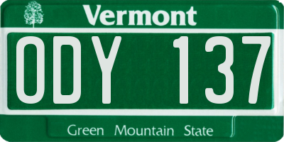 VT license plate ODY137