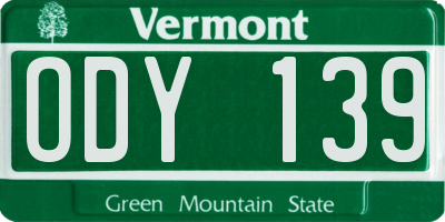 VT license plate ODY139