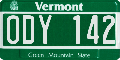 VT license plate ODY142