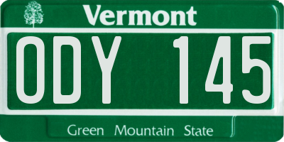 VT license plate ODY145
