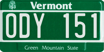 VT license plate ODY151