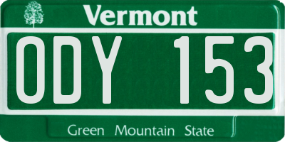 VT license plate ODY153