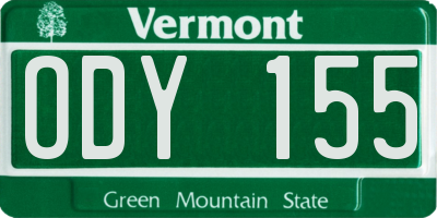 VT license plate ODY155