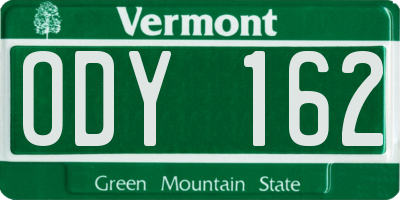 VT license plate ODY162