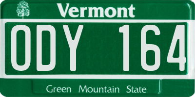 VT license plate ODY164