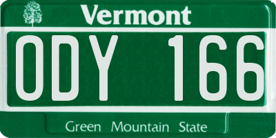 VT license plate ODY166