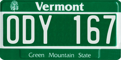 VT license plate ODY167