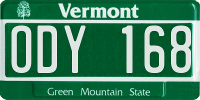 VT license plate ODY168